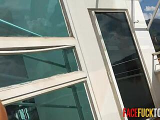 Messy sloppy facial after hard deep throat fuck for Mila Garcia with monster cock domination