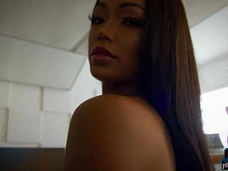 Big booty ebony playboy model harley dean strips everything in studio session