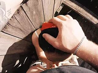 oh wow, we risked it all with this outdoor facefuck... cum in throat at the hunting tower, so intense!