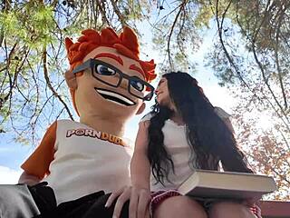 Theodora Day rides big cock after deepthroat and footjob, ending with cumshot facial.