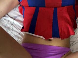 i'm a hot cheerleader with big ass taking two cocks in wild anal group session