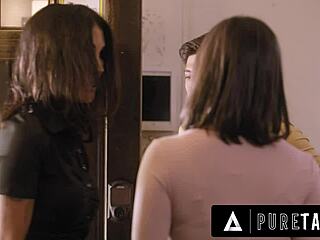 Reagan Foxx discovers her doppelganger Shay Sights, who dives into rough doggystyle and deepthroat in a wild ffm taboo encounter.