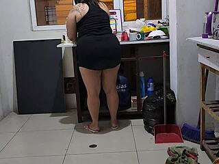 Recording A Sexy Maid While She Cleans And Then Fucking Her