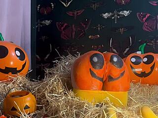 teen gets double creampie in pumpkin patch