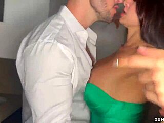 Muscular babe with big tits gives rimjob and blowjob to big cock after party