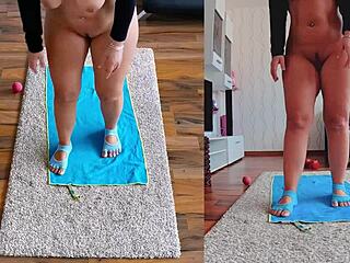 Exposed Naked Yoga Workout Reveals Sensual Curves and Ass Worship!