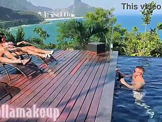 Exotic brazilian lesbians dive into wild pussy licking at rio de janeiro party.