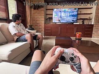 i'm pounding my stepbrother's best friend hard with my big tits bouncing while he fills my wet pussy before he returns. this curvy redhead milf loves bareback action and pierced nipples getting sucked!