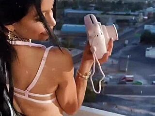 Pink lingerie teases with sexy latina flair