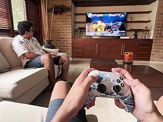 i'm pounding my stepbrother's best friend hard with my big tits bouncing while he fills my wet pussy before he returns. this curvy redhead milf loves bareback action and pierced nipples getting sucked!