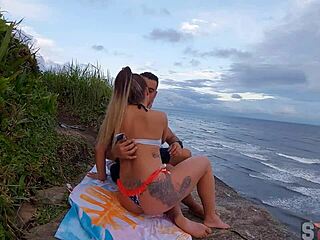 Raw Encounter with Hot Blonde Met at Beach in Outdoor Anal Fetish Lingerie Public Assfucking