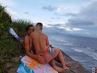 Raw Encounter with Hot Blonde Met at Beach in Outdoor Anal Fetish Lingerie Public Assfucking