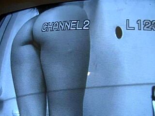 Brunette Jynx Maze hints at Chris Strokes tonguing her smooth pussy in public bathroom gloryhole.