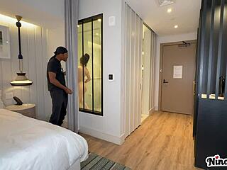 i caught horny milf nina dolci stroking the bellboy slowly