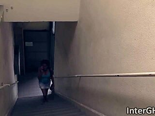 Ebony Chick Delivers Intense Oral on Huge Cock Through Glory Hole Before Masturbating and Fingering Her Pussy