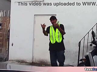 extra small 18+ teen joseline uses blowjob skills to handle parking ticket outdoors