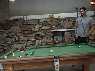 hot busty blonde fucked at the pool table