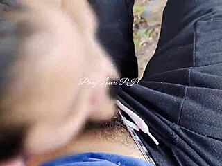 petite amateur tempts with outdoor forest romp bent over in nature for horny cheating creampie