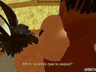 Black bull dominates and fucks femboy bunny doggystyle with monster cock in intense session