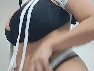 Amateur Latina with Huge Natural Tits and Curvy Body Poses Solo Asking If You'd Play with Her Big Breasts