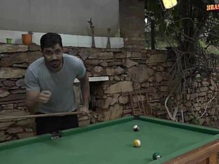 hot busty blonde fucked at the pool table