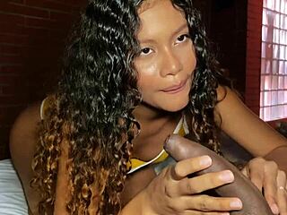 Petite beauty feels thrilled riding that massive interracial cock with passion