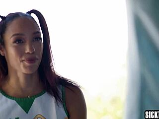 petite ebony teen cheerleader alexis tae takes rough anal sex from boyfriend's friend