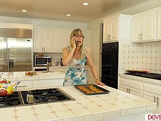 blonde granny takes on big black cock for deepthroat blowjob and interracial banging in group session