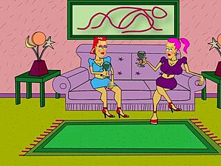 What happens when a big ass cartoon babe gets into group action with blowjobs and cumshots in this comic 3some?