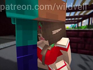 Hooker Sucks And Fucks Steve Hard In Public Outdoor Minecraft Scene