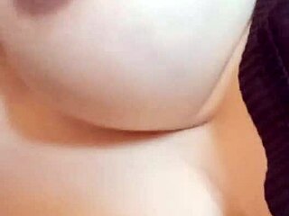 the aroused pregnant woman experienced waves of excitement with her huge swollen big nipples