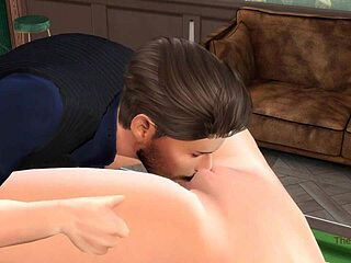 Busty redhead enjoys intense game on the billiard table with friends