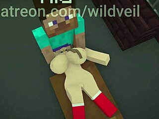 Hooker Sucks And Fucks Steve Hard In Public Outdoor Minecraft Scene