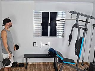 oh my god! cheating wife rips clothes and fucks hard behind cuckold's back at gym