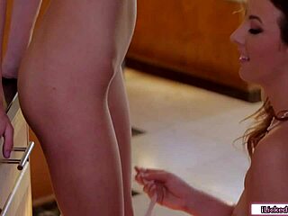 teen licks her lesbian classmate's shaved pussy in erotic session