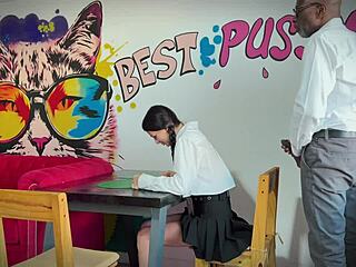 i can't believe student kate rich is taking that big black cock so hard in homemade interracial action