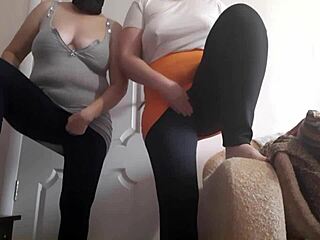 why are these two hot girls in miniskirts and leggings squirming from intense orgasms?