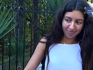 curious student accepts double penetration from strangers leading to tight pussy creampie and cum in mouth