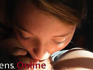 British 18-year-old boldly delivers intense first blowjob on camera with cumshot finish