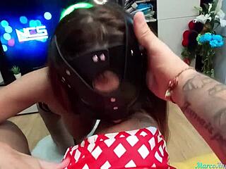 Think you can handle hardcore mouth fucking this brunette babe in lingerie while parents are away?