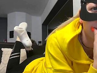 Barefoot dirty socks feet display nike fetish with smelly girl appeal