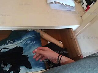 Caught sneaky guy sniffing panties in closet and punished him with intense pussy fucking and big cock action