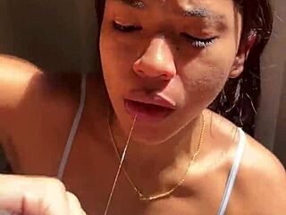 Dreamy brunette gives unfiltered blowjob in amateur couple session