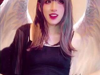 Hey, wanna watch this cute Japanese shemale masturbate live with her cock?