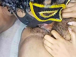 Intriguing amateur chubby Indian wife with big saggy tits gets hairy pussy licked to juicy orgasm