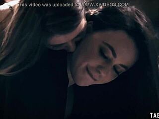 hey, check out teen lesbian paige owens using a big blue dildo on whitney wright's trimmed pussy