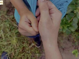 Desi Indian college students fuck tight pussy outdoors