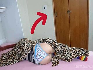 Stepdad mistakes babysitter for wife and cums on her ass!