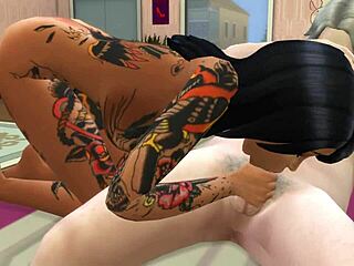 Sexy Latina gives old man a blowjob in Sims 4