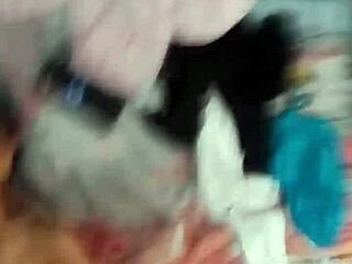 Old Man Licks and Fucks Petite Teen's Tight Wet Pussy with Condom Until Cum Inside